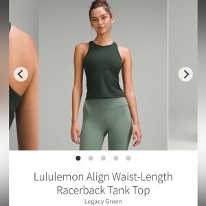 Lululemon Align Tank in Legacy Green, Size 12
